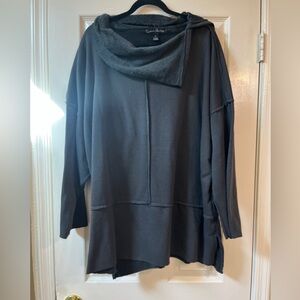 French Laundry Dark Gray Cowl Neck Lined top